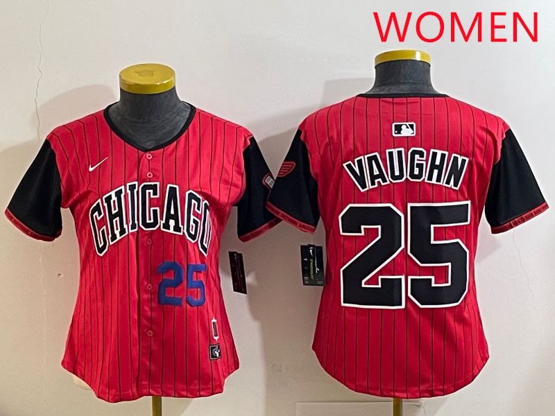 Women 2025 Chicago White Sox #25 Vaughn Red Joint Name Nike MLB Jersey style 22